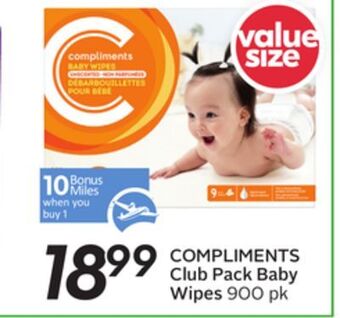 Sobeys Compliments club pack baby wipes - 10 air miles® bonus miles offer