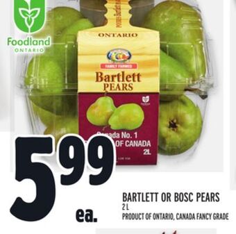 Metro Bartlett or bosc pears offer