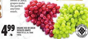 Metro Organic red or green seedless grapes offer