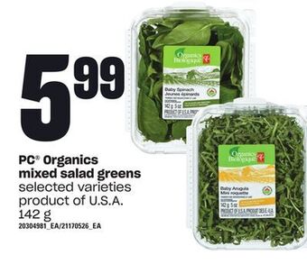 Independent Grocer Pc® organics mixed salad greens, 142 g offer