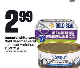 Independent Grocer Ocean's white tuna or gold seal mackerel, 115/170 g offer