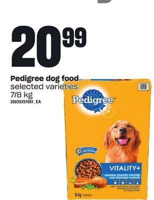 Loblaws Pedigree dog food, 7/8 kg offer