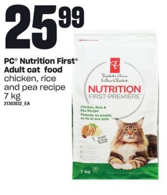 Loblaws Pc® nutrition first® adult cat food, 7 kg offer