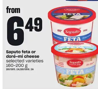 Loblaws Saputo feta or doré-mi cheese, 160-200 g offer