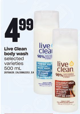 Loblaws Live clean body wash, 500 ml offer