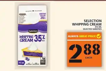 Food Basics Selection whipping cream offer