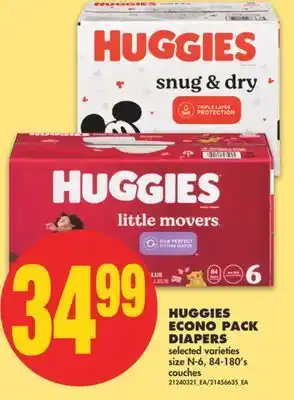 No Frills Huggies econo pack diapers, 84-180's offer