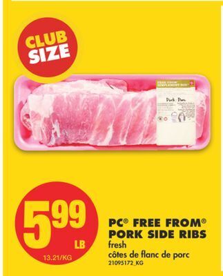 No Frills Pc® free from® pork side ribs offer