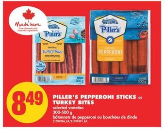 No Frills Piller's pepperoni sticks or turkey bites, 300-500 g offer