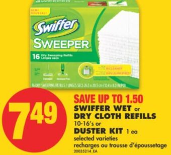 No Frills Swiffer wet or dry cloth refills 10-16's or duster kit 1 ea offer