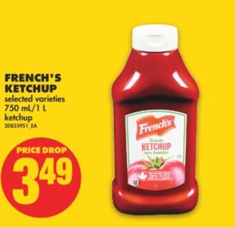 No Frills French's ketchup, 750 ml/1 l offer