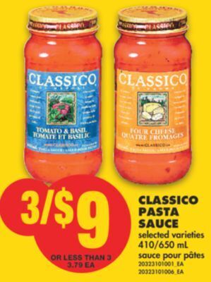No Frills Classico pasta sauce, 410/650 ml offer