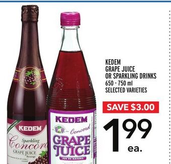 Metro Kedem grape juice or sparkling drinks offer