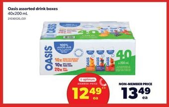 Real Canadian Superstore Oasis assorted drink boxes, 40x200 ml offer