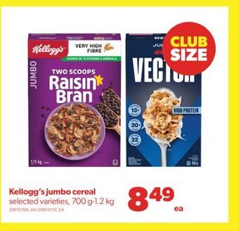 Real Canadian Superstore Kellogg's jumbo cereal, 700 g-1.2 kg offer