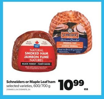 Real Canadian Superstore Schneiders or maple leaf ham, 600/700 g offer