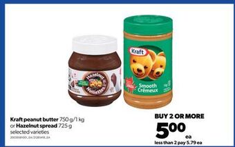 Real Canadian Superstore Kraftpeanut butter 750 g/1 kg or hazelnut spread, 725 g offer