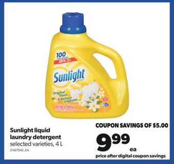 Real Canadian Superstore Sunlight liquid laundry detergent, 4 l offer