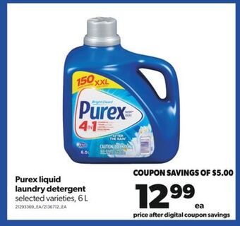 Real Canadian Superstore Purex liquid laundry detergent, 6 l offer