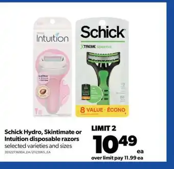 Real Canadian Superstore Schick hydro, skintimate or intuition disposable razors offer