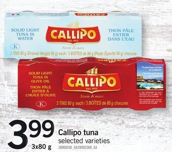 Fortinos Callipo tuna, 3x80 g offer