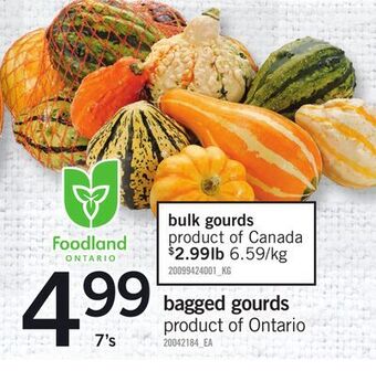 Fortinos Bagged gourds, 7's offer