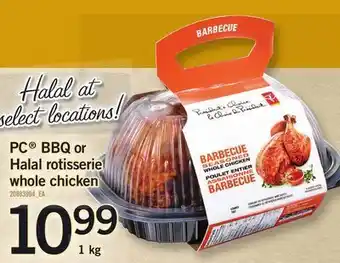 Fortinos Pc® bbq or halal rotisserie whole chicken, 1 kg offer