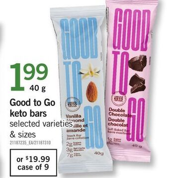 Fortinos Good to go keto bars, 40 g offer