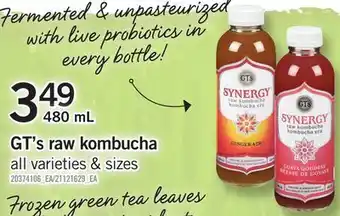Fortinos Gt's raw kombucha, 480 ml offer