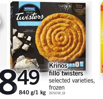 Fortinos Krinos fillo twisters, 840 g/1 kg offer