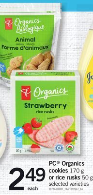 Fortinos Pc® organics cookies, 170 g or rice rusks, 50 g offer