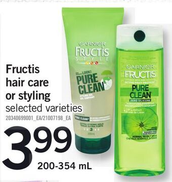 Fortinos Fructis hair care or styling, 200-354 ml offer