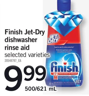 Fortinos Finish jet-dry dishwasher rinse aid, 500/621 ml offer