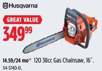 Canadian Tire Husqvarna 120 38cc gas chainsaw, 16˝ offer