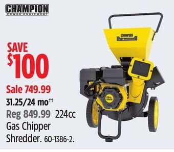 Canadian Tire Champion 224cc gas chipper shredder offer