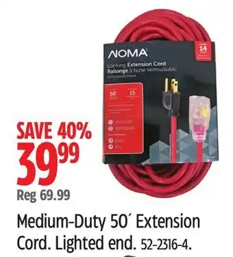 Canadian Tire Noma medium-duty 50´ extension cord offer