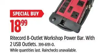 Canadian Tire Ritecord 8-outlet workshop power bar offer