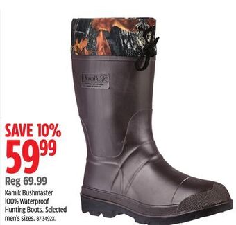 Canadian Tire Kamik bushmaster 100% waterproof hunting boots offer
