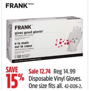 Canadian Tire Frank disposable vinyl gloves offer