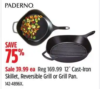 Canadian Tire Paderno 12˝ cast-iron skillet, reversible grill or grill pan offer