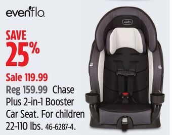 Canadian Tire Evenflo chase plus 2-in-1 booster car seat offer