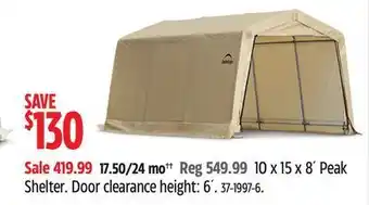 Canadian Tire Shelterlogic 10 x 15 x 8´ peak shelter offer