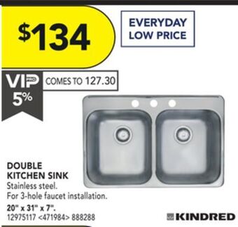 RONA Kindred double kitchen sink 20" x 31" x 7" offer