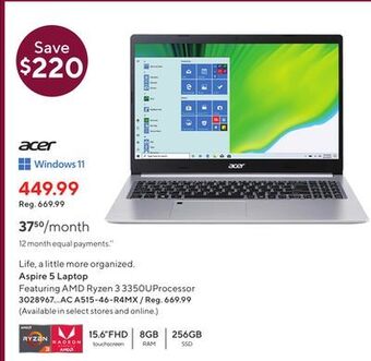 Staples Acer aspire 5 laptop offer
