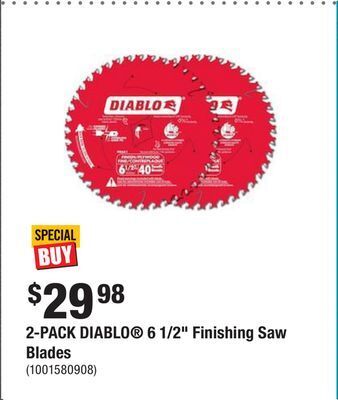 Home Depot 2-pack diablo® 6 1/2" finishing saw blades offer