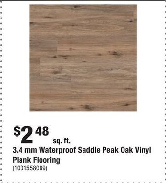 Home Depot 3.4 mm waterproof saddle peak oak vinyl plank flooring offer
