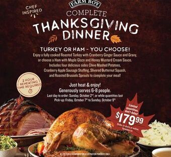 Farm Boy Thanksgiving dinner offer
