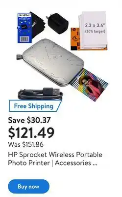 Walmart Hp sprocket wireless portable photo printer | accessories bundle offer
