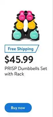 Walmart Prisp dumbbells set with rack offer