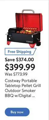 Walmart Costway portable tabletop pellet grill outdoor smoker bbq w/digital control system black offer